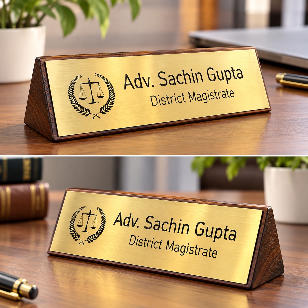 NP43 Golden Desk Name Plate (10 x 3.5 Inch) |